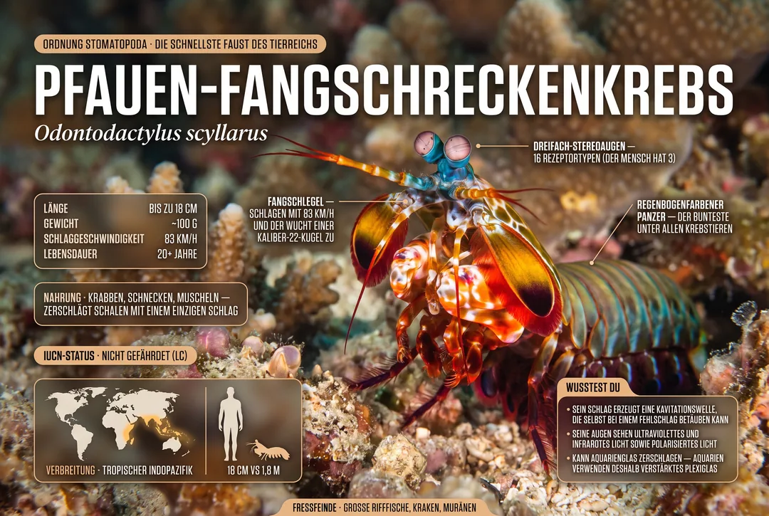 Pfauen-Fangschreckenkrebs (Odontodactylus scyllarus)