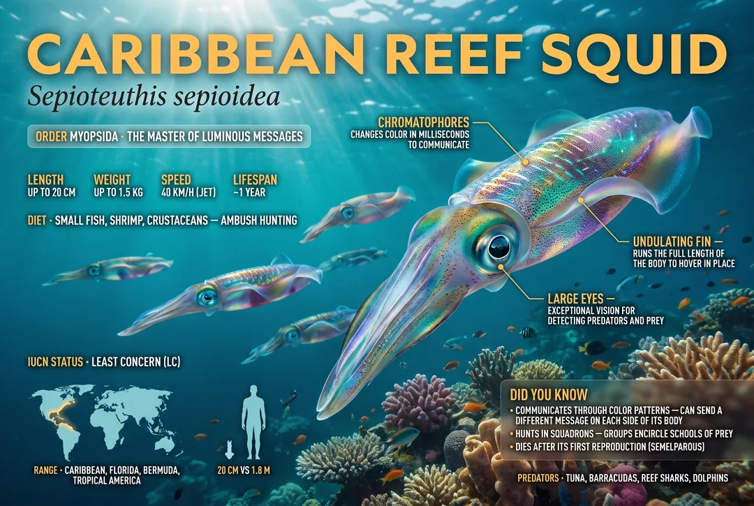 Caribbean Reef Squid (Sepioteuthis lessoniana)
