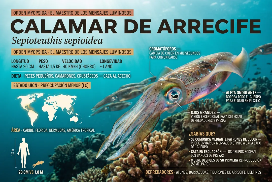 Calamar de arrecife (Sepioteuthis lessoniana)