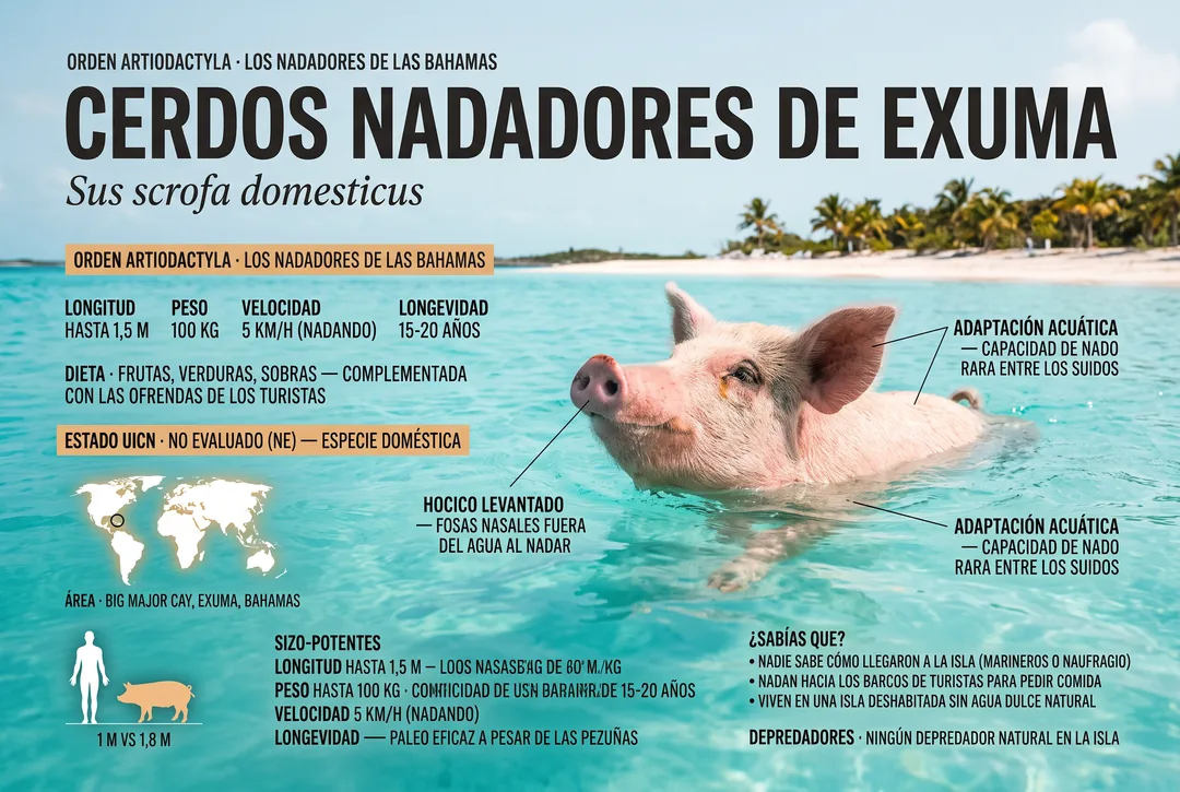 Cerdos nadadores de Exuma (Sus scrofa domesticus)