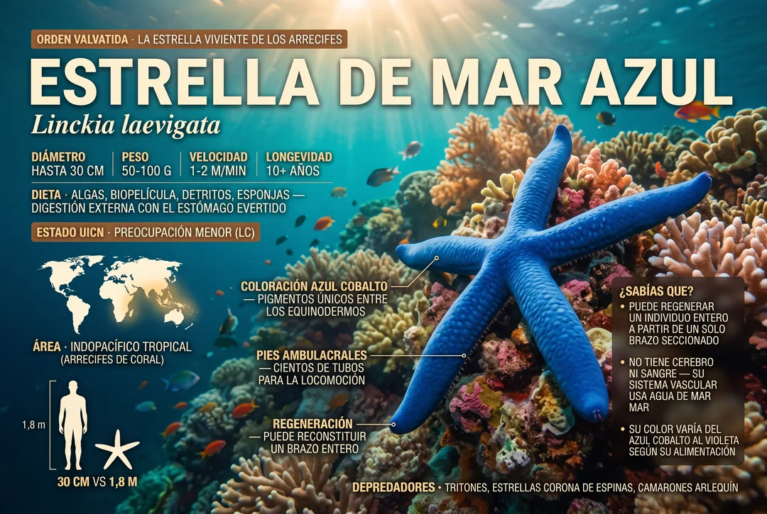 Estrella de mar azul (Linckia laevigata)