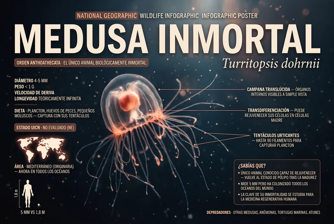 Medusa inmortal (Turritopsis dohrnii)