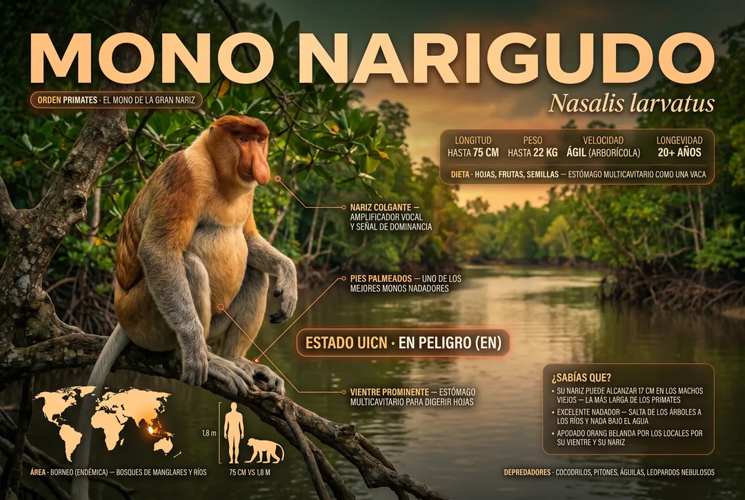 Mono narigudo (Nasalis larvatus)