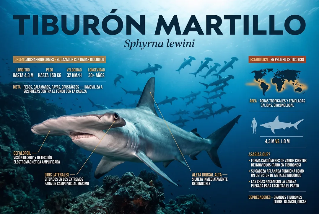 Tiburon martillo (Sphyrna lewini)