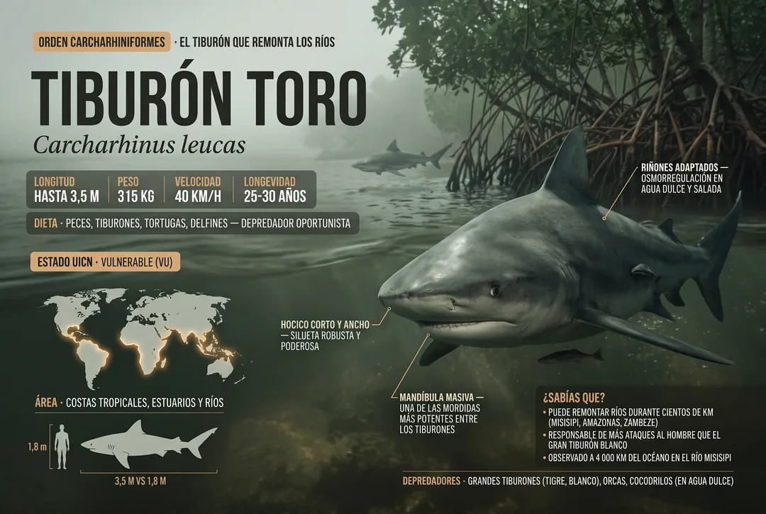 Tiburón toro (Carcharhinus leucas)