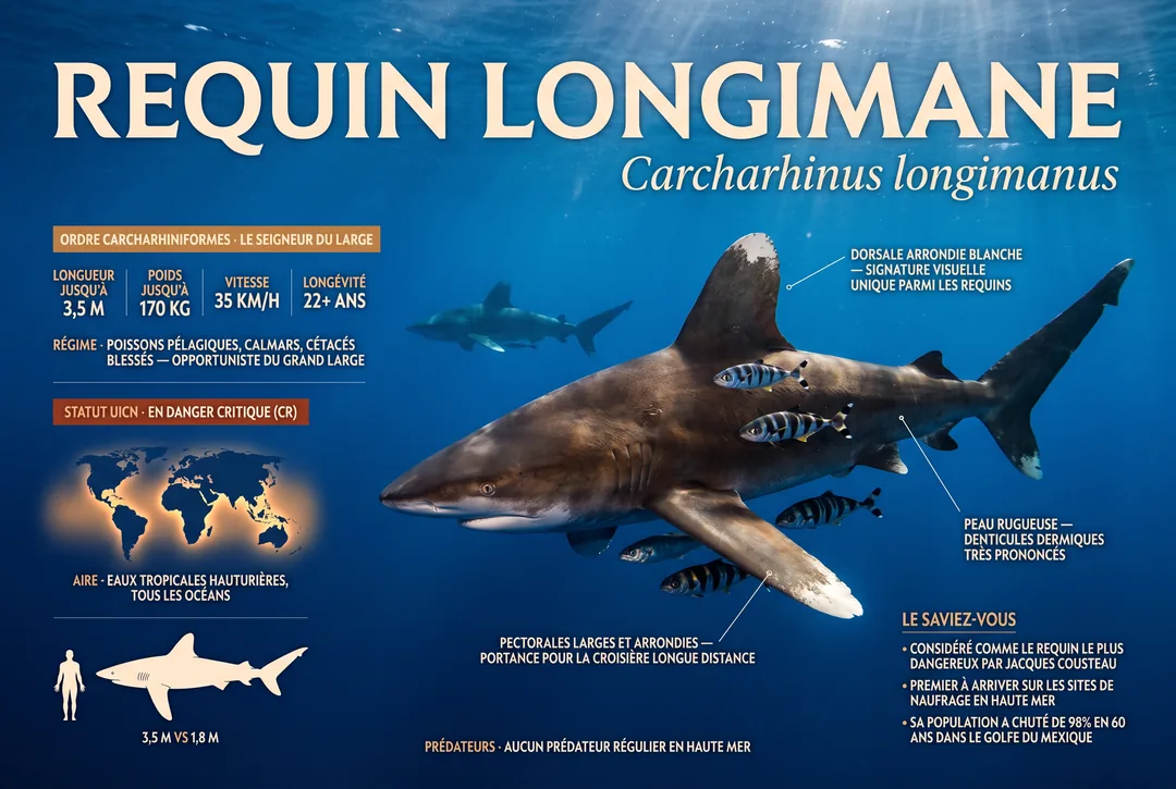Requin pointe blanche océanique (Carcharhinus longimanus)