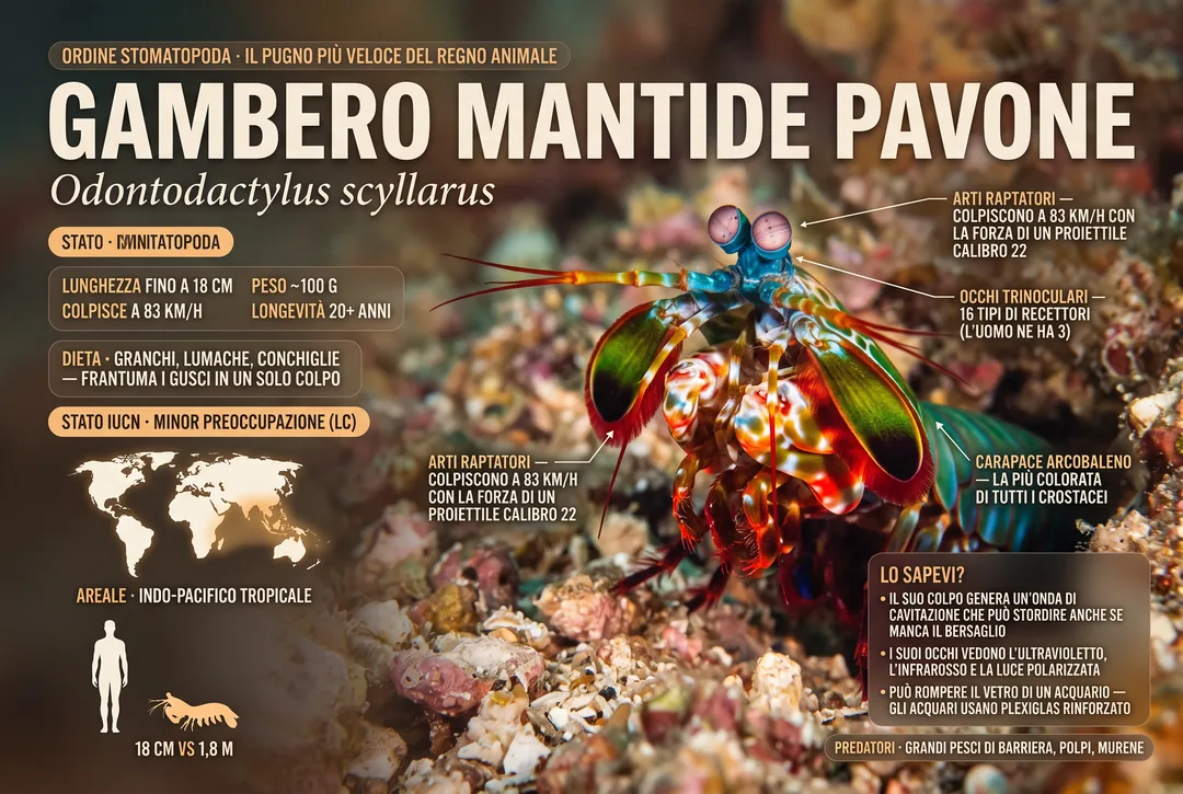 Gambero mantide pavone (Odontodactylus scyllarus)