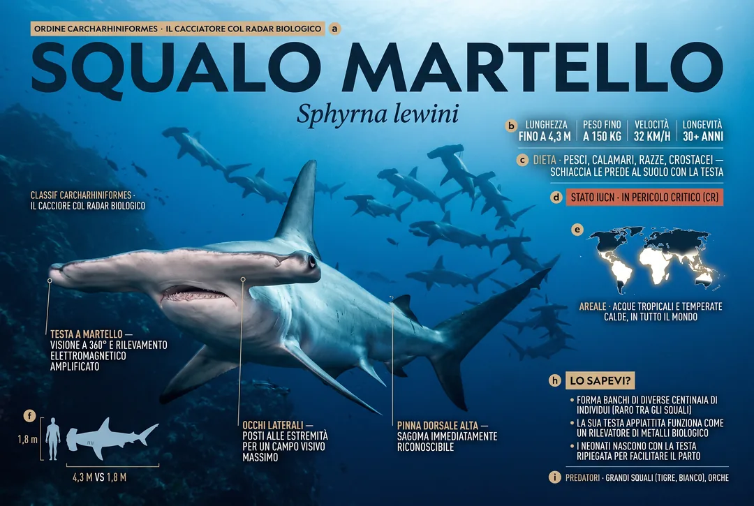 Squalo martello smerlato (Sphyrna lewini)