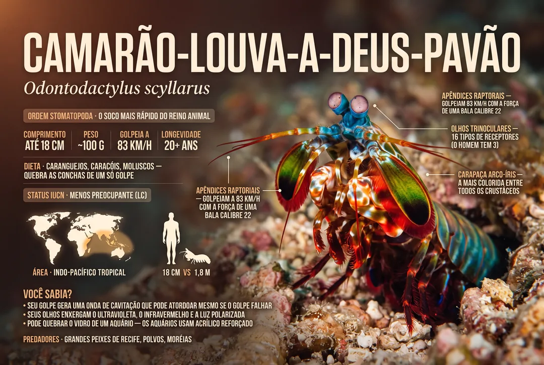 Camarão-louva-a-deus-pavão (Odontodactylus scyllarus)