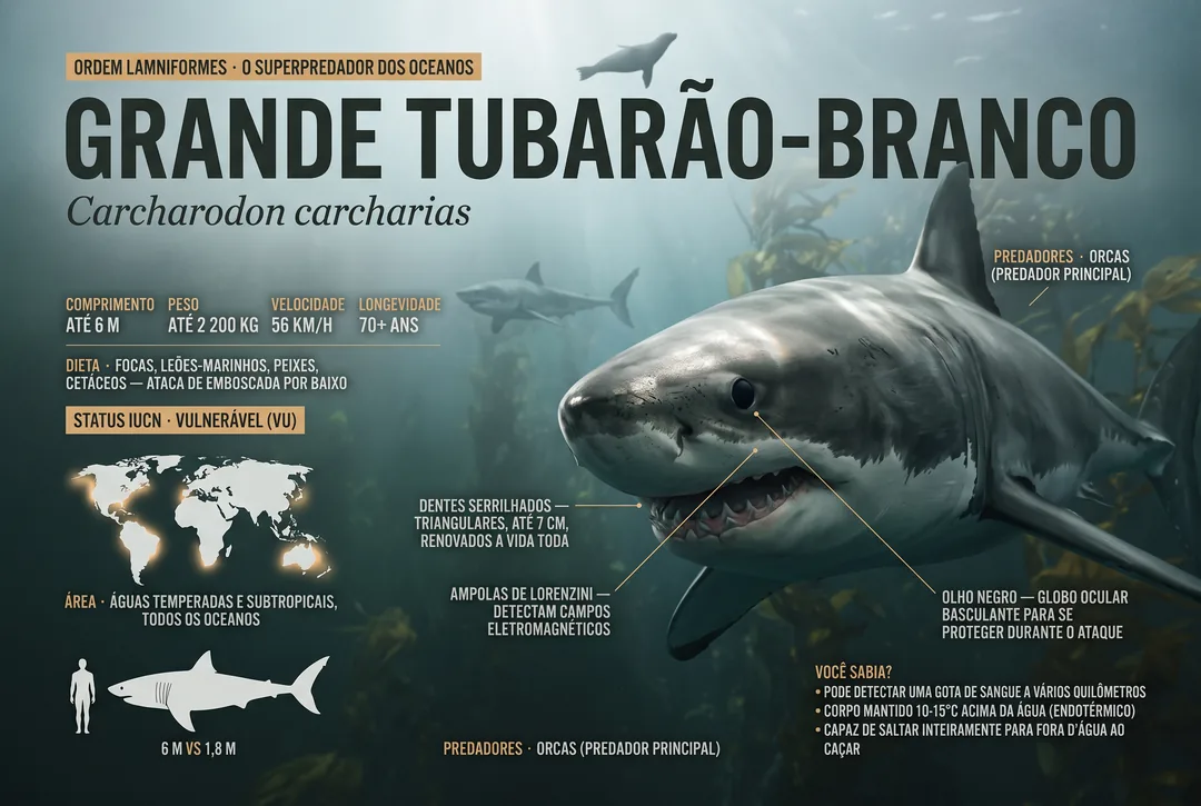 Grande tubarão-branco (Carcharodon carcharias)