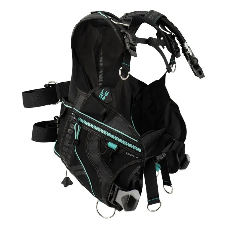 Gilet de plongée noir et turquoise, équipement de plongée sous-marine