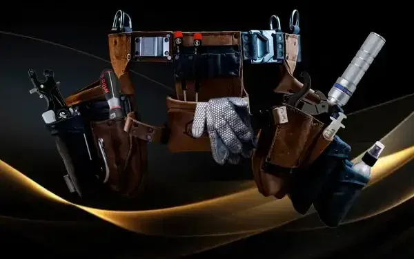 Ceinture porte outils de plongée avec gants et accessoires divers