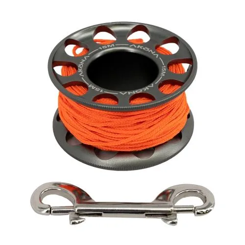 Bobine de fil orange et mousqueton en acier inoxydable pour plongée