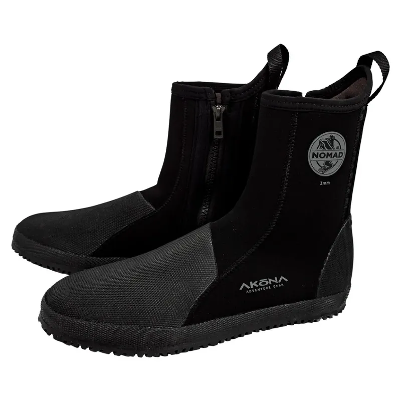Chaussons de plongée noirs avec fermeture éclair et logo de marque