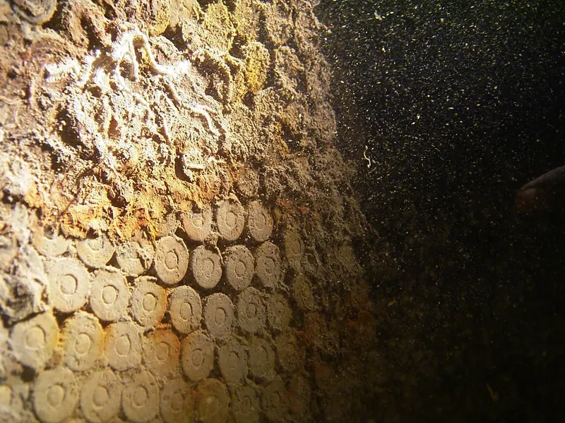 Gros plan d'une colonie de coraux durs sous l'eau, texture détaillée