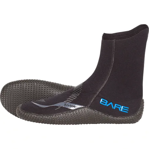 Chaussons de plongée noirs avec semelles texturées et logo bleu