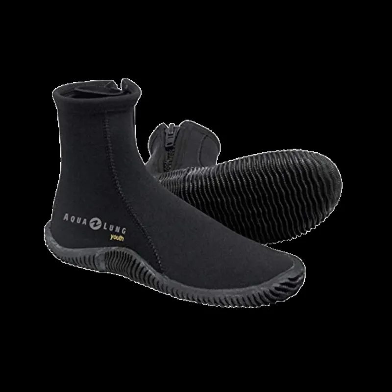Chaussons de plongée noirs pour enfants avec fermeture éclair et semelle