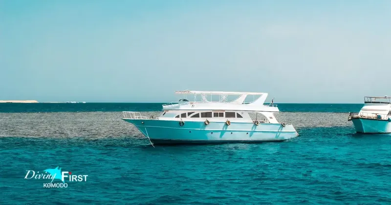 Deux bateaux de plongée flottent sur une mer turquoise calme