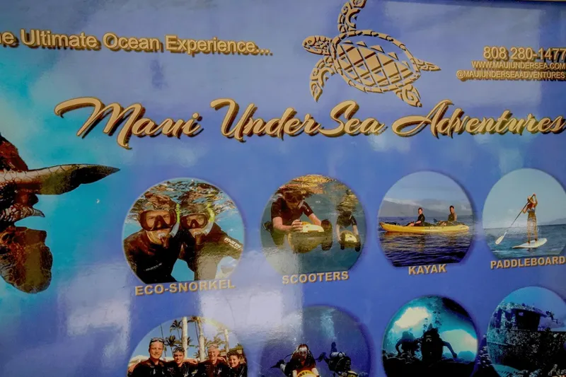 Bannière publicitaire avec des images de personnes pratiquant des activités nautiques