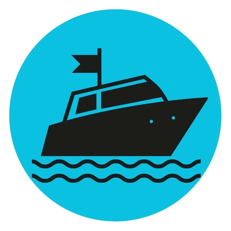 Illustration vectorielle d'un bateau de plaisance sur l'eau, fond turquoise