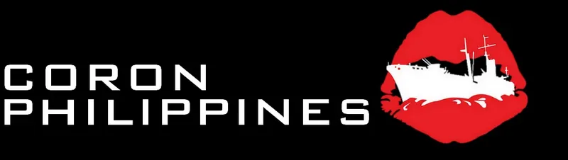Coron Philippines, épave de bateau dans des lèvres rouges sur fond noir