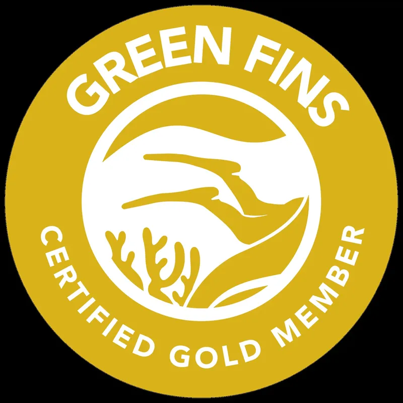 Logo Green Fins : certification or pour une plongée responsable