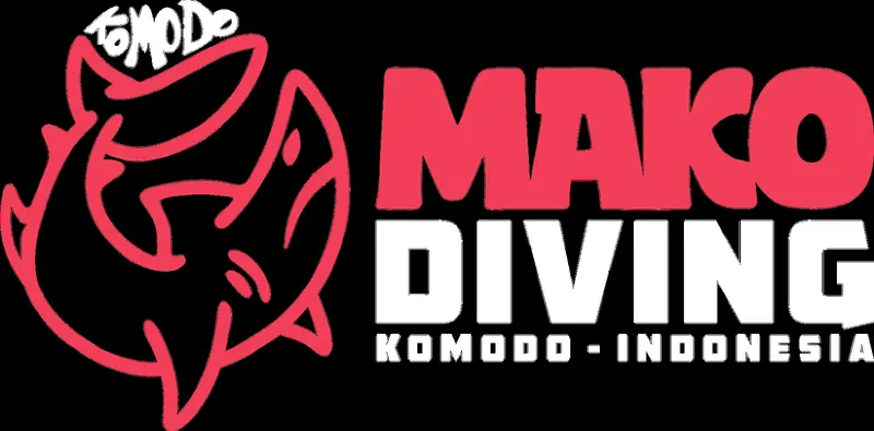 Logo Mako Diving avec un requin et le nom du centre