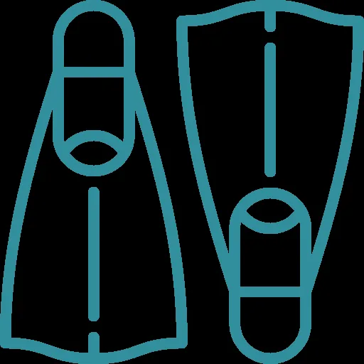 Illustration de deux palmes de plongée turquoise sur fond noir