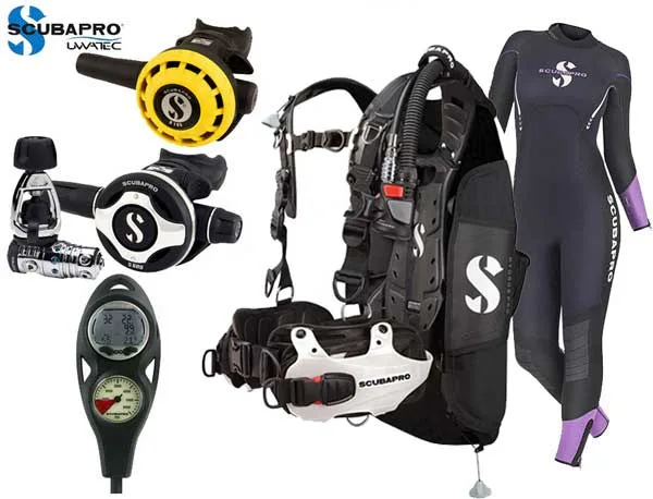 Equipement de plongée complet Scubapro : détendeur, gilet, ordinateur et combinaison