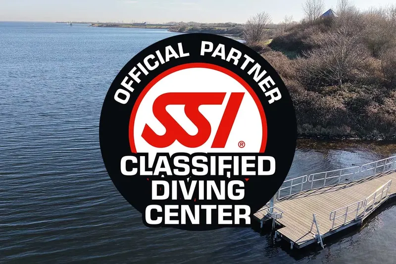 Logo SSI Official Partner Classified Diving Center sur fond marin