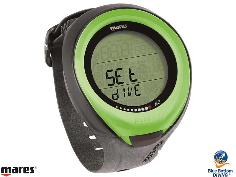 Ordinateur de plongée Mares Puck Pro avec écran digital et bracelet noir