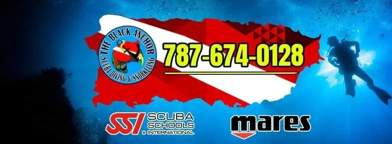 Plongeur en exploration sous-marine avec des logos et un numéro de téléphone