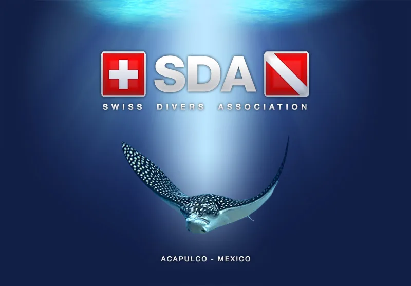Raie manta nageant en mer, logo de l'association Suisse de plongée