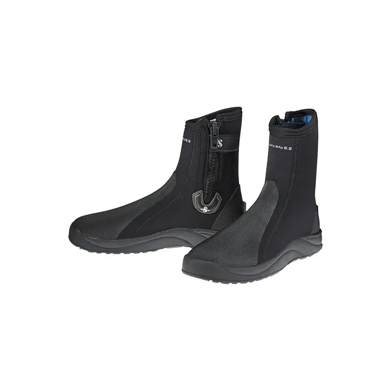 Chaussons de plongée noirs avec fermeture éclair et logo ancre