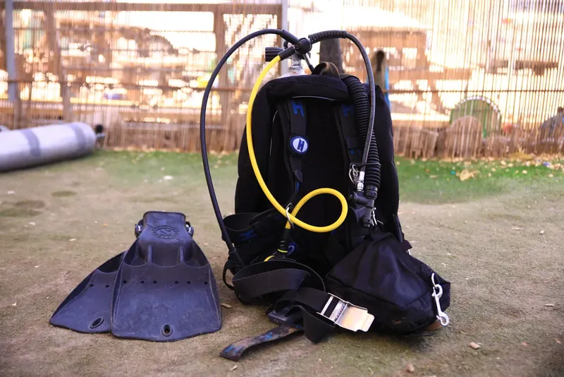 Equipement de plongée complet : palmes, détendeur, gilet et bouteille