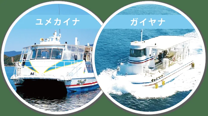 Deux bateaux blancs naviguent sur une mer bleue sous un ciel clair