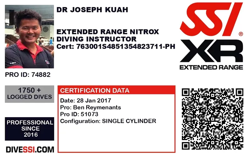 Carte de certification d'un instructeur de plongée nitrox étendue SSI
