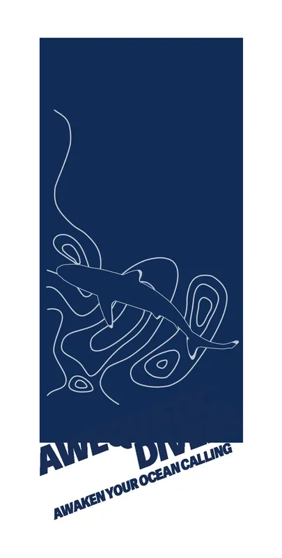 Illustration d'une raie manta blanche sur fond bleu foncé avec texte