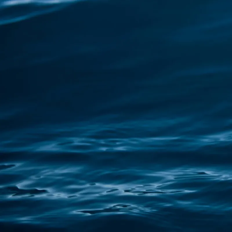 Surface de l'eau sombre et calme avec de légères ondulations