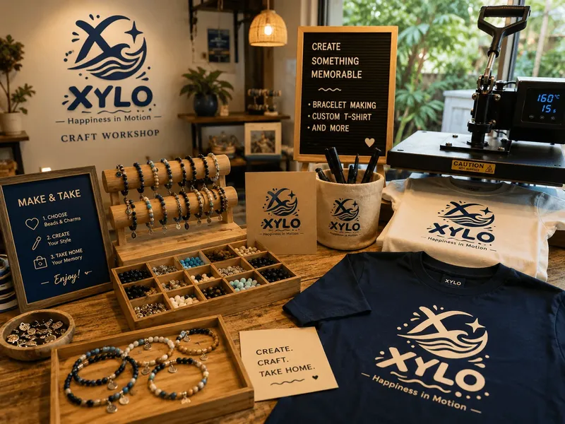 Atelier de création de bracelets et t-shirts avec le logo XYLO
