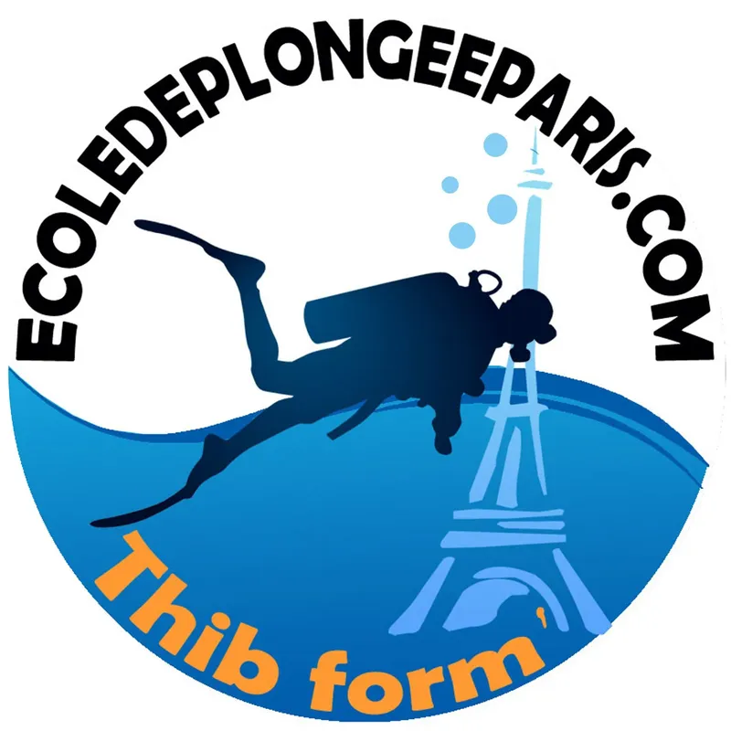 Plongeur en silhouette devant la Tour Eiffel, illustration pour une école