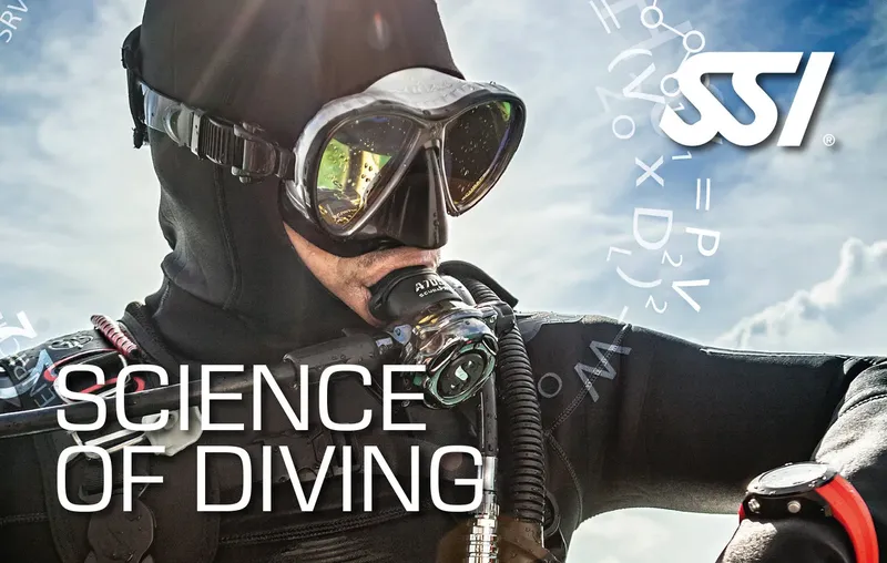Plongeur avec masque et détendeur, promotion formation PADI Science of Diving