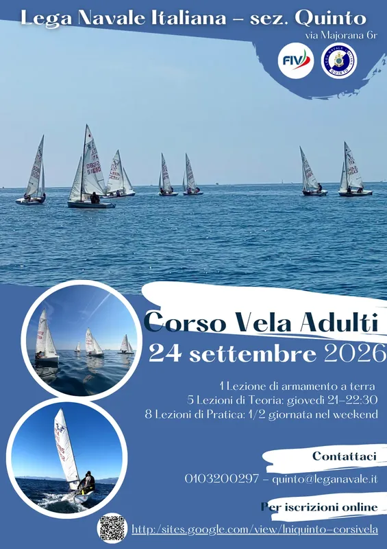 Voiliers sur l'eau bleue, annonce pour un cours de voile adulte