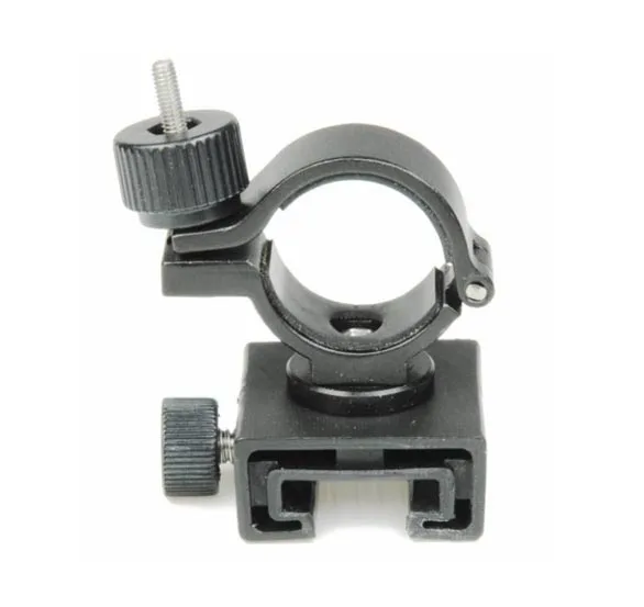 Support métallique noir pour fixer un accessoire cylindrique sur une surface