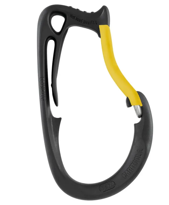 Outil multifonction pour plongee, noir et jaune, sur fond blanc
