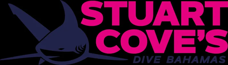 Requin-limande souriant avec le texte Stuart Cove's Dive Bahamas