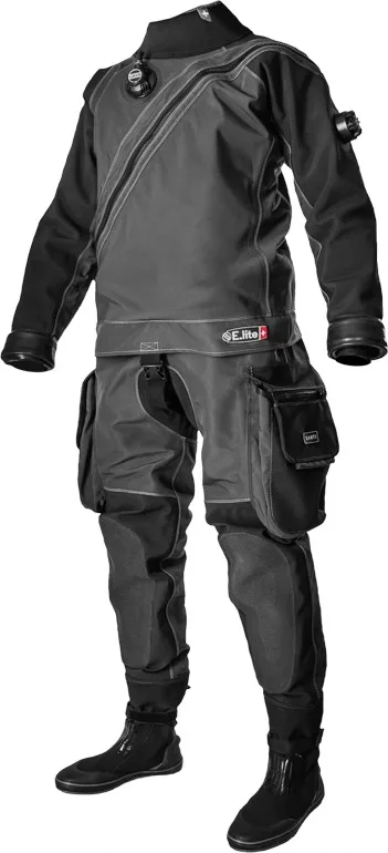 Combinaison de plongée étanche noire avec poches et bottillons intégrés