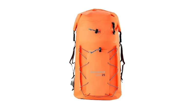 Sac étanche orange pour plongée avec sangles et boucles noires