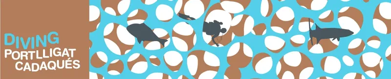 Illustration de poissons et de motifs abstraits sur fond turquoise
