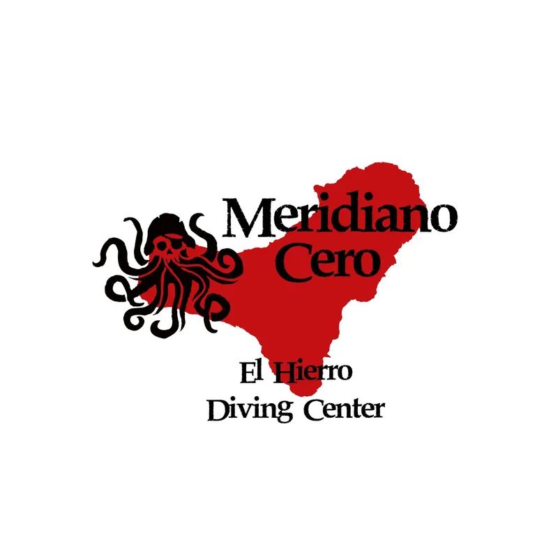Logo avec une pieuvre rouge et la carte de l'île El Hierro